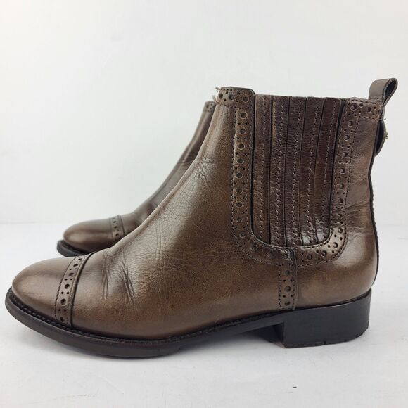 Tory Burch Chelsea Ankle Boots Patent Leather Brown Size 7 M - Picture 2 of 16